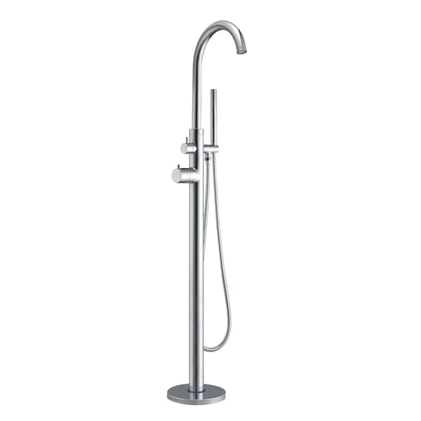 Whitehaus Freestanding 41" Sgl Lvr Tub Filler W/ Integrated Diverter Valve And H WHT7369S-C - main